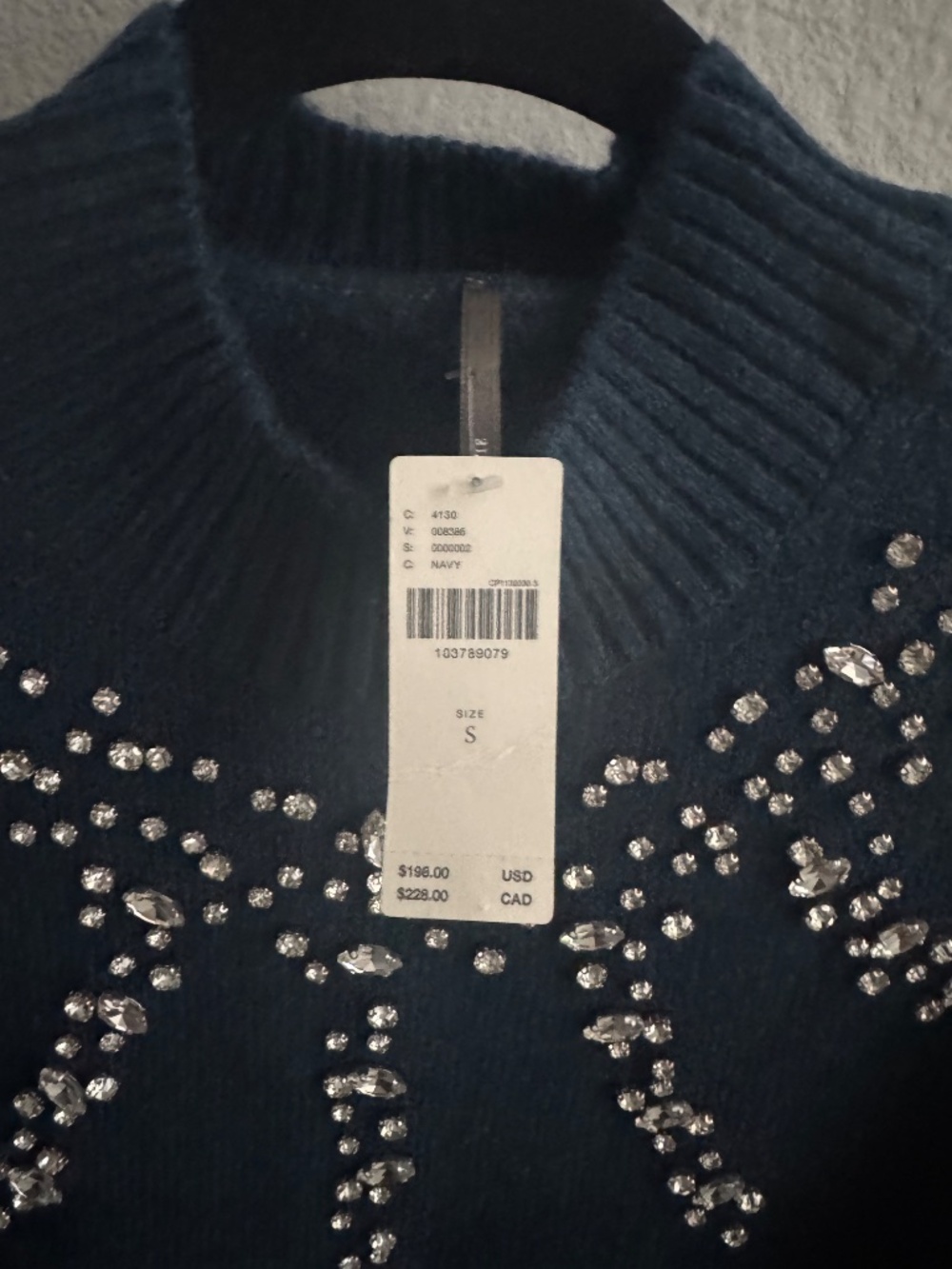 Anthropologie Long sleeve embellished sweater mini dress small NWT - Picture 5 of 6